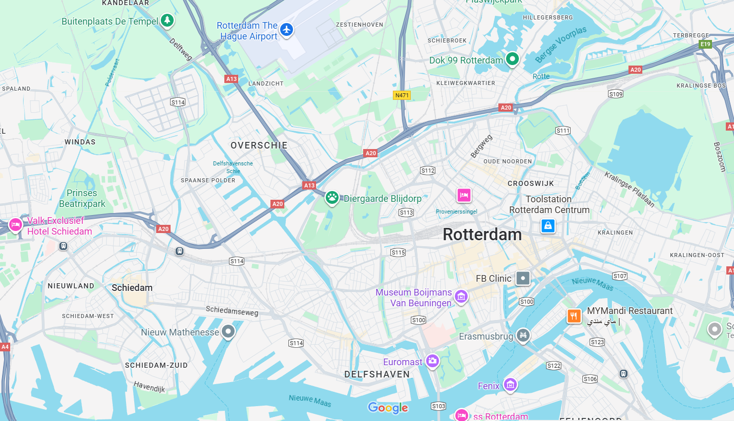 Location map showing our training center in Rotterdam